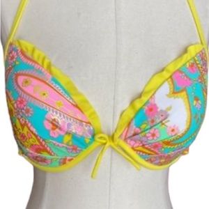 Victoria Secret Floral Padded Bikini Top Size 34DD